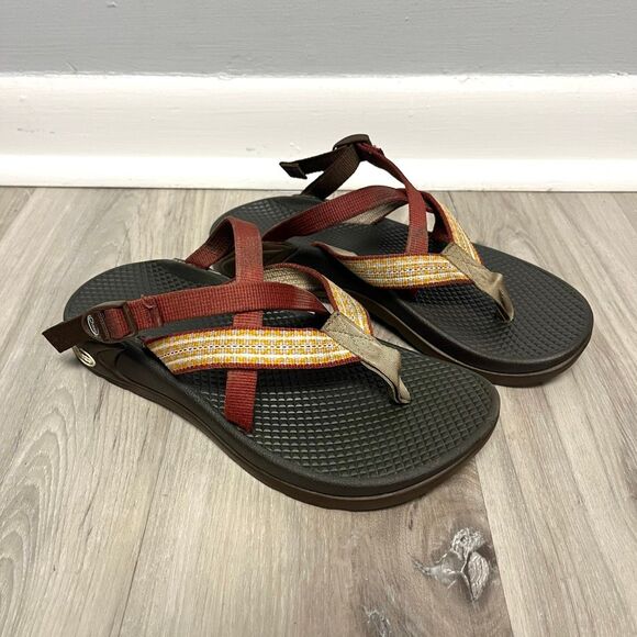 Chaco Sandals Women’s 6 Hipthong Brown and Orange Slip On Strappy - Picture 1 of 5